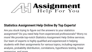 statistics assignment help online by top experts