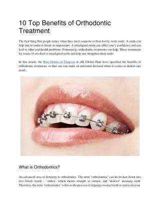10 Top Benefits of Orthodontic Treatment