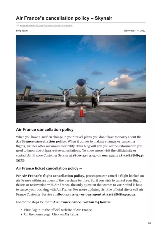 Air France’s cancellation policy