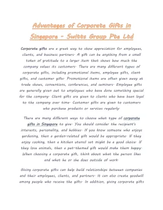 Advantages of Corporate Gifts in Singapore - Switts Group Pte Ltd