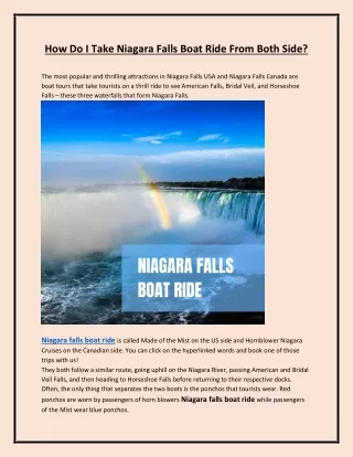 How Do I Take Niagara Falls Boat Ride From Both Side