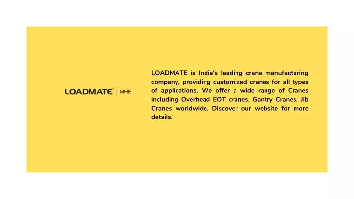 loadmate is india s leading crane manufacturing