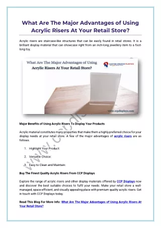 what are the major advantages of using acrylic