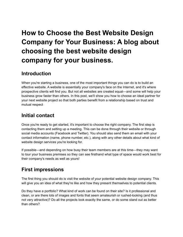 how to choose the best website design company