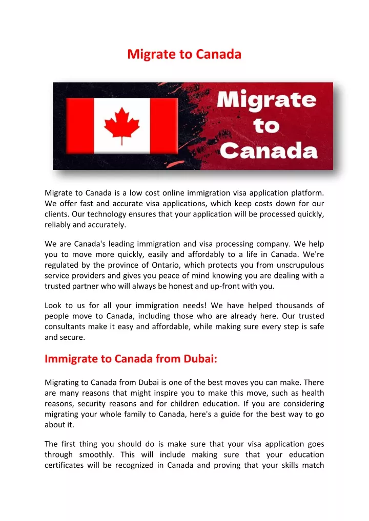 migrate to canada