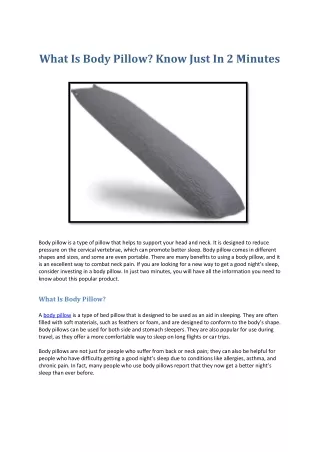 what is body pillow know just in 2 minutes
