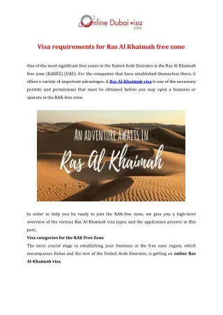 Visa requirements for Ras Al Khaimah free zone