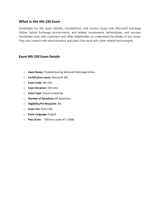 MS -220 Troubleshooting Microsoft Exchange exam