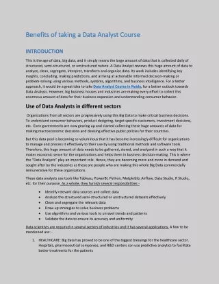 Benefits of taking a Data Analyst Course