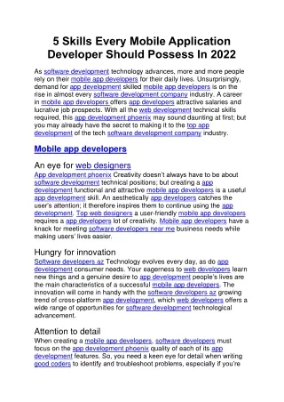 5 skills every mobile application developer
