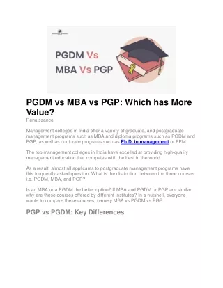 pgdm vs mba vs pgp which has more value
