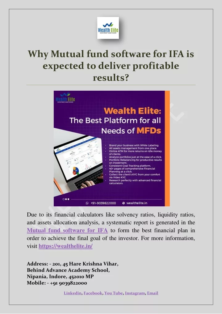 why mutual fund software for ifa is expected