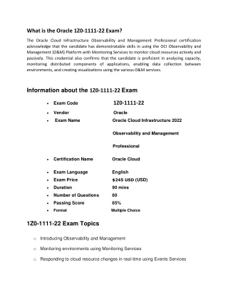 Oracle 1Z0-1111-22 Exam