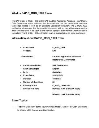 SAP C_MDG_1909 Exam