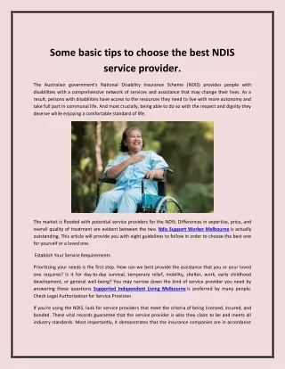 Some basic tips to choose the best NDIS service provider