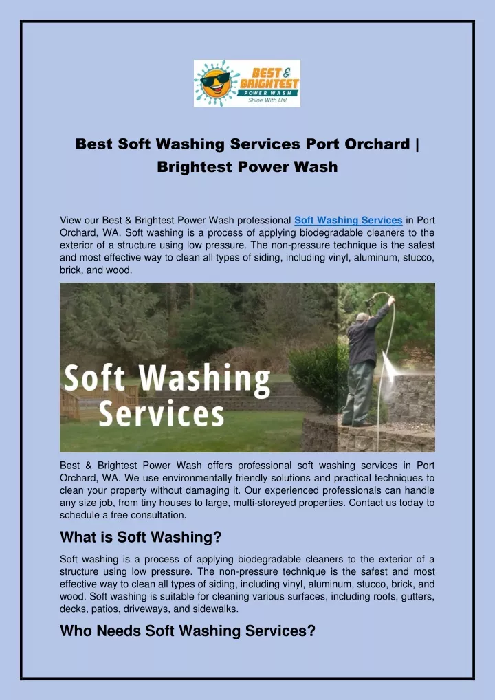 best soft washing services port orchard brightest