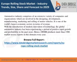 Europe Rolling Stock Market – Industry Trends and Forecast to 2029