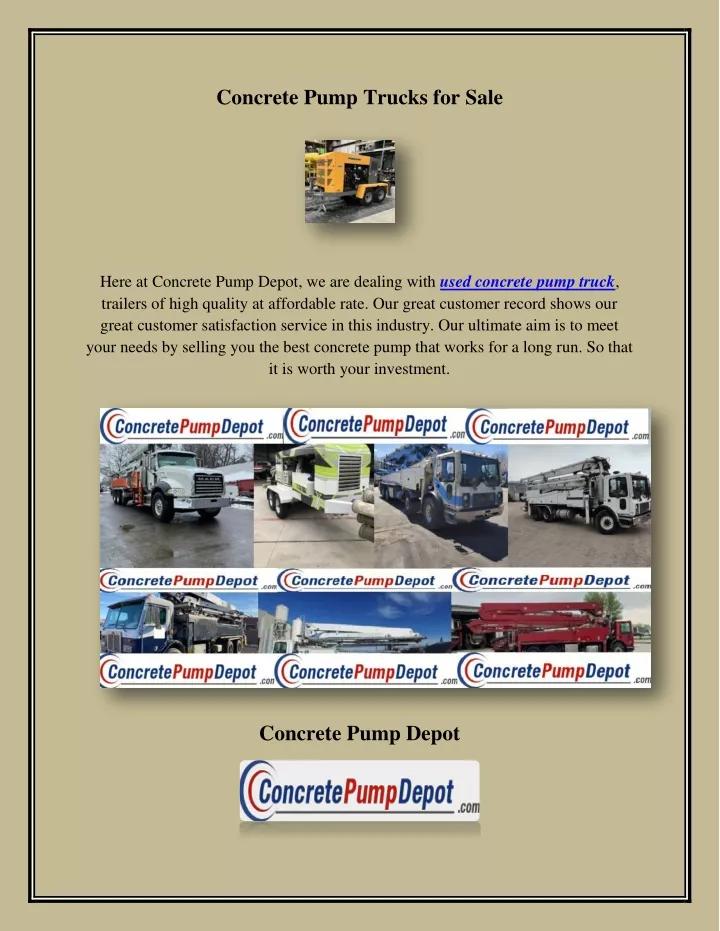 concrete pump trucks for sale