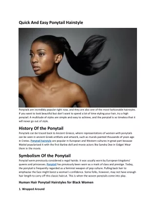 Quick And Easy Ponytail Hairstyle