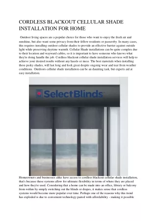 cordless blackout cellular shade installation