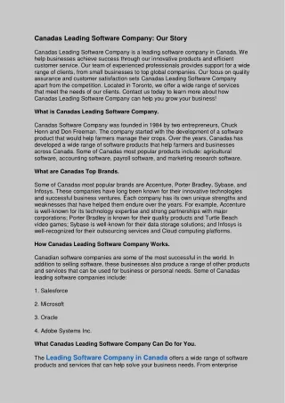 canadas leading software company our story