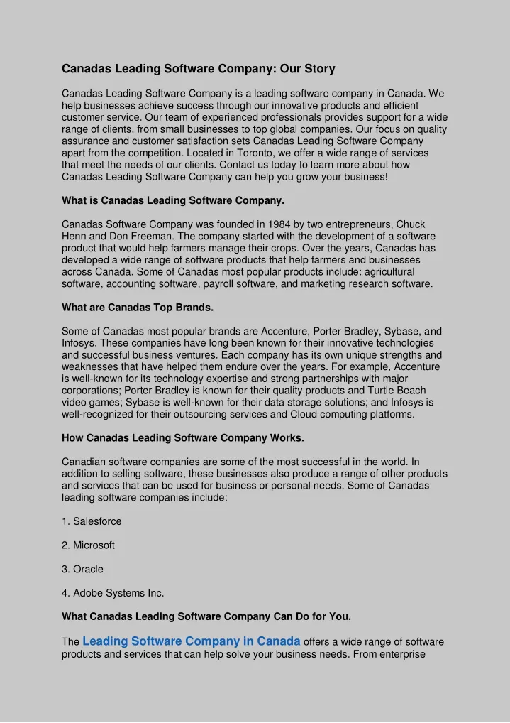 canadas leading software company our story