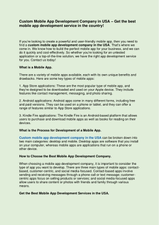 custom mobile app development company