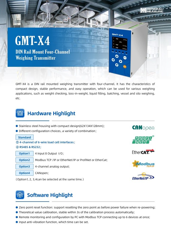 gmt x4 din rail mount four channel weighing