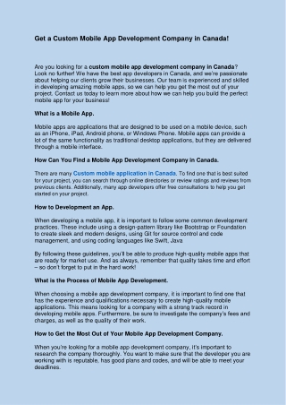 get a custom mobile app development company