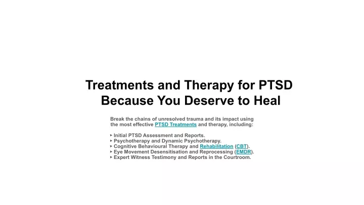 treatments and therapy for ptsd because