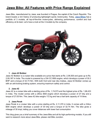 Jawa Bikes_ All Features with Price Range Explained
