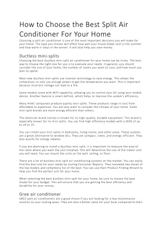 how to choose the best split air conditioner