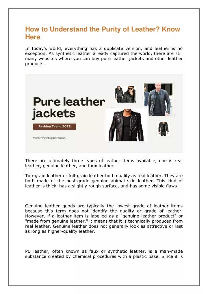 how to understand the purity of leather know here
