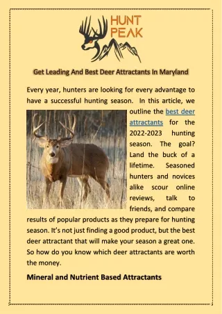 Get Leading And Best Deer Attractants In Maryland