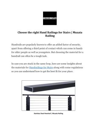 Selection and Regulations for Hand Railings for Stairs | Muzata Railing