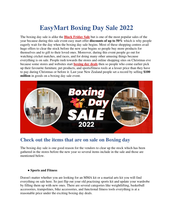 easymart boxing day sale 2022