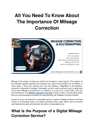 All You Need To Know About The Importance Of Mileage Correction.ppt