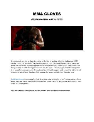 MMA GLOVES (MIXED MARTIAL ART GLOVES)