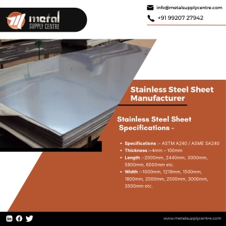 Stainless Steel Sheet and coil Supplier in India