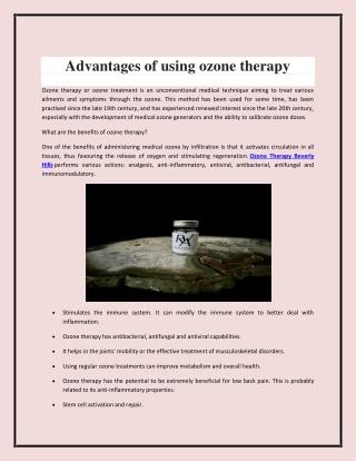 Advantages of using ozone therapy