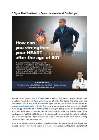 6 Signs That You Need to See an Interventional Cardiologist