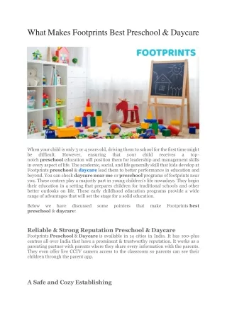 What Makes Footprints Best Preschool & Daycare