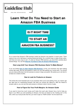 What Do You Need To Start An Amazon FBA Business