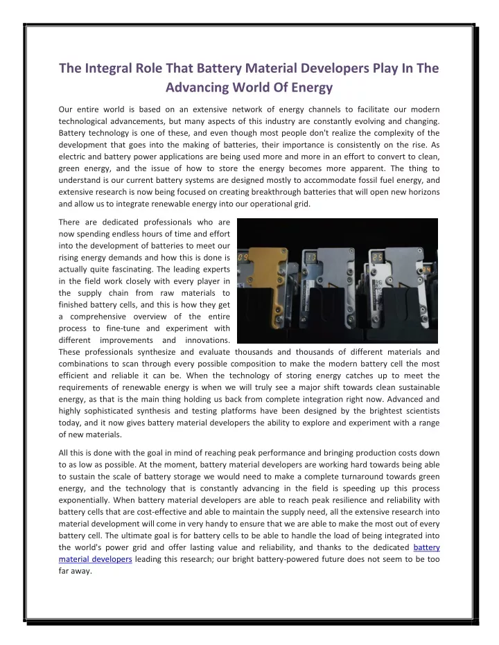 the integral role that battery material