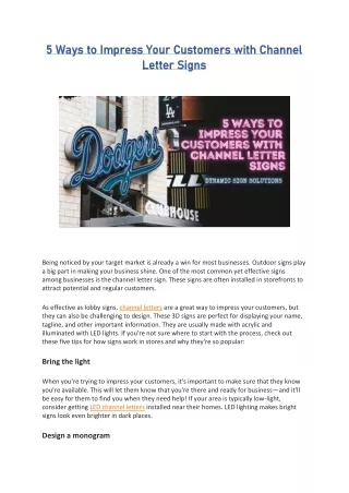 5 Ways to Impress Your Customers with Channel Letter Signs