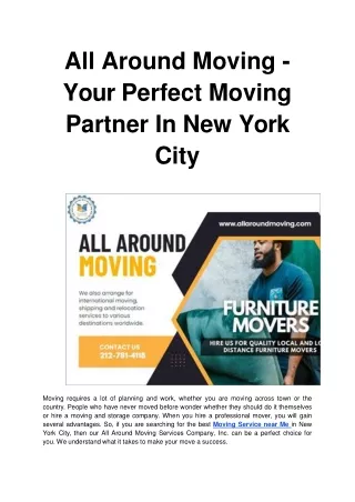 All Around Moving - Your Perfect Moving Partner In New York City.ppt