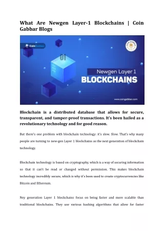 what are newgen layer 1 blockchains coin gabbar