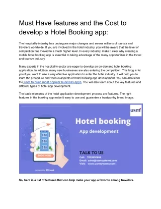 must have features and the cost to develop