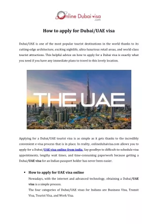 How to apply for DubaiUAE visa