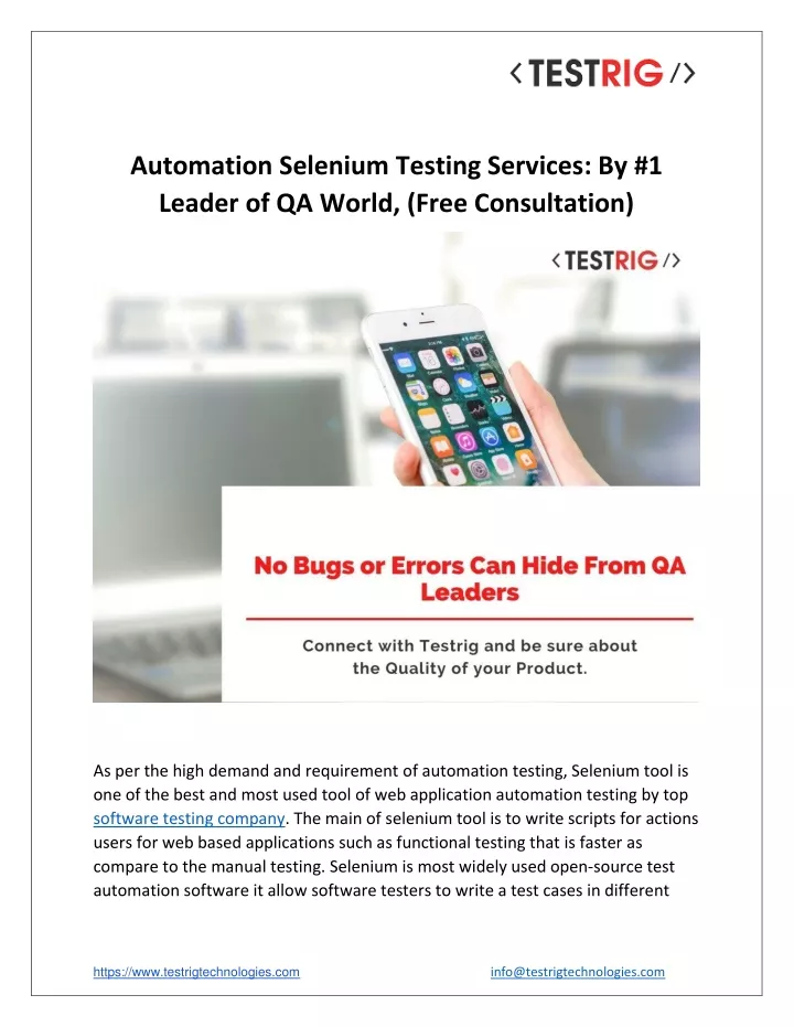 automation selenium testing services by 1 leader